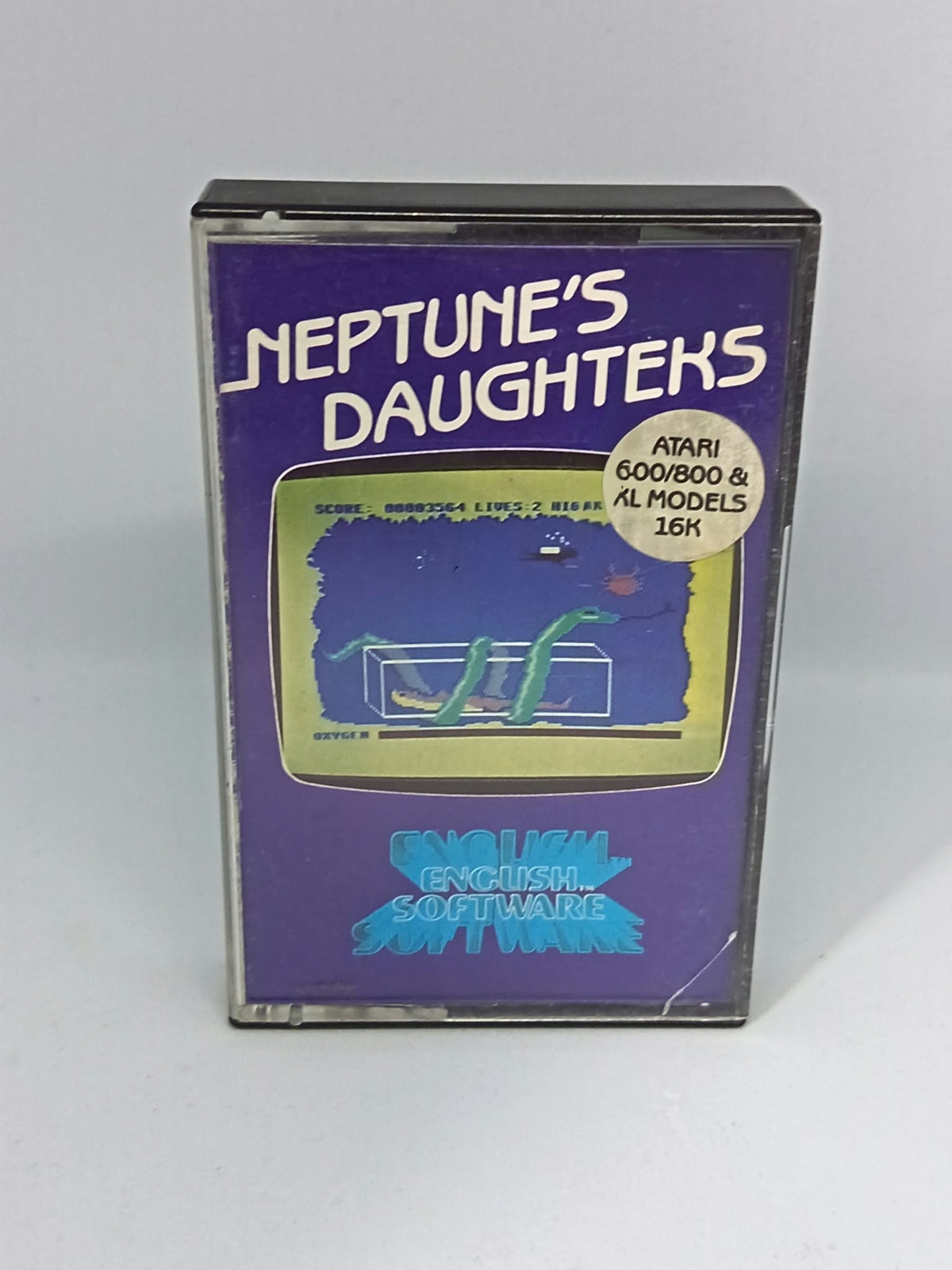 Boîtier du jeu cassette Neptune's Daughters pour Atari 400/800 et XL, English Software 1983
