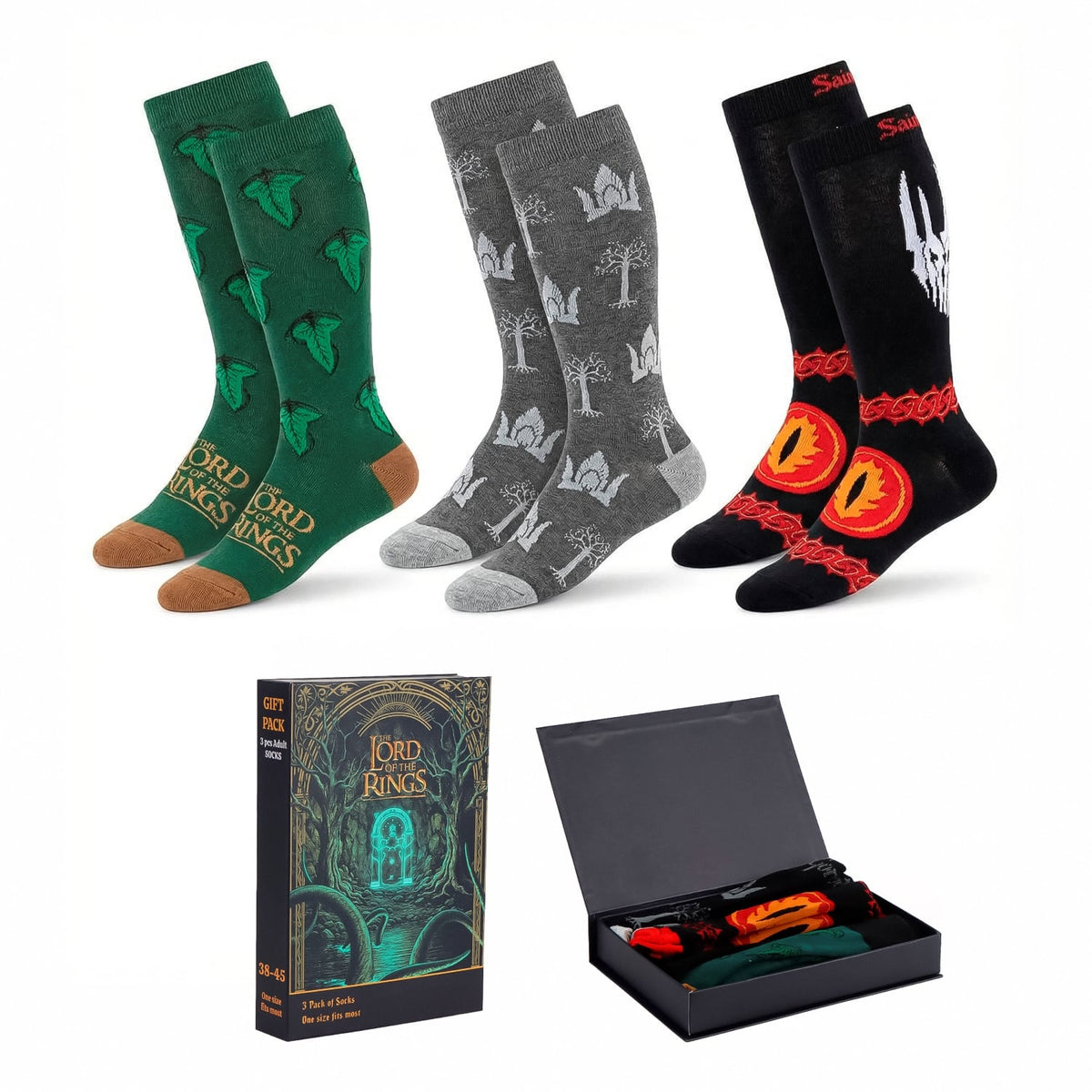 SEIGNEUR DES ANNEAUX Pack de 3 Paires de Chaussettes (Taille 38-45)
