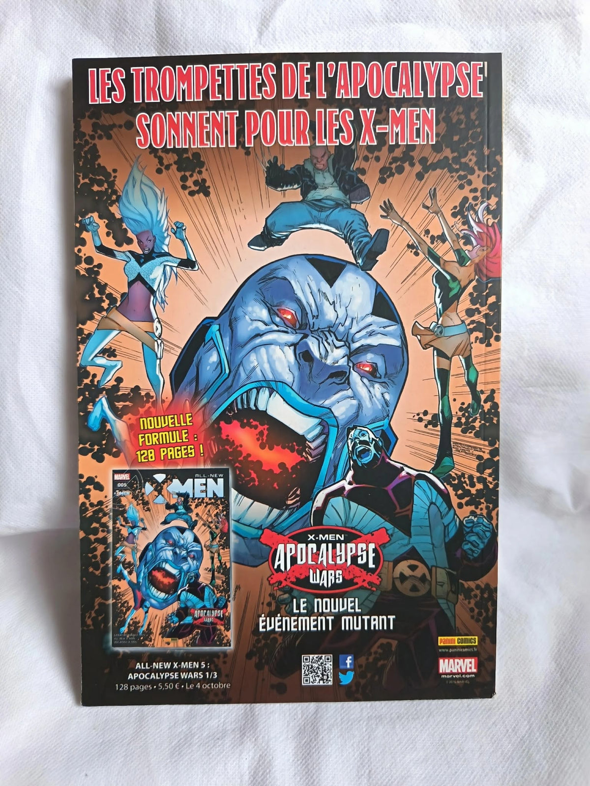 Dos de couverture avec teaser X-Men Apocalypse Wars sur le comics Iron Man Avengers