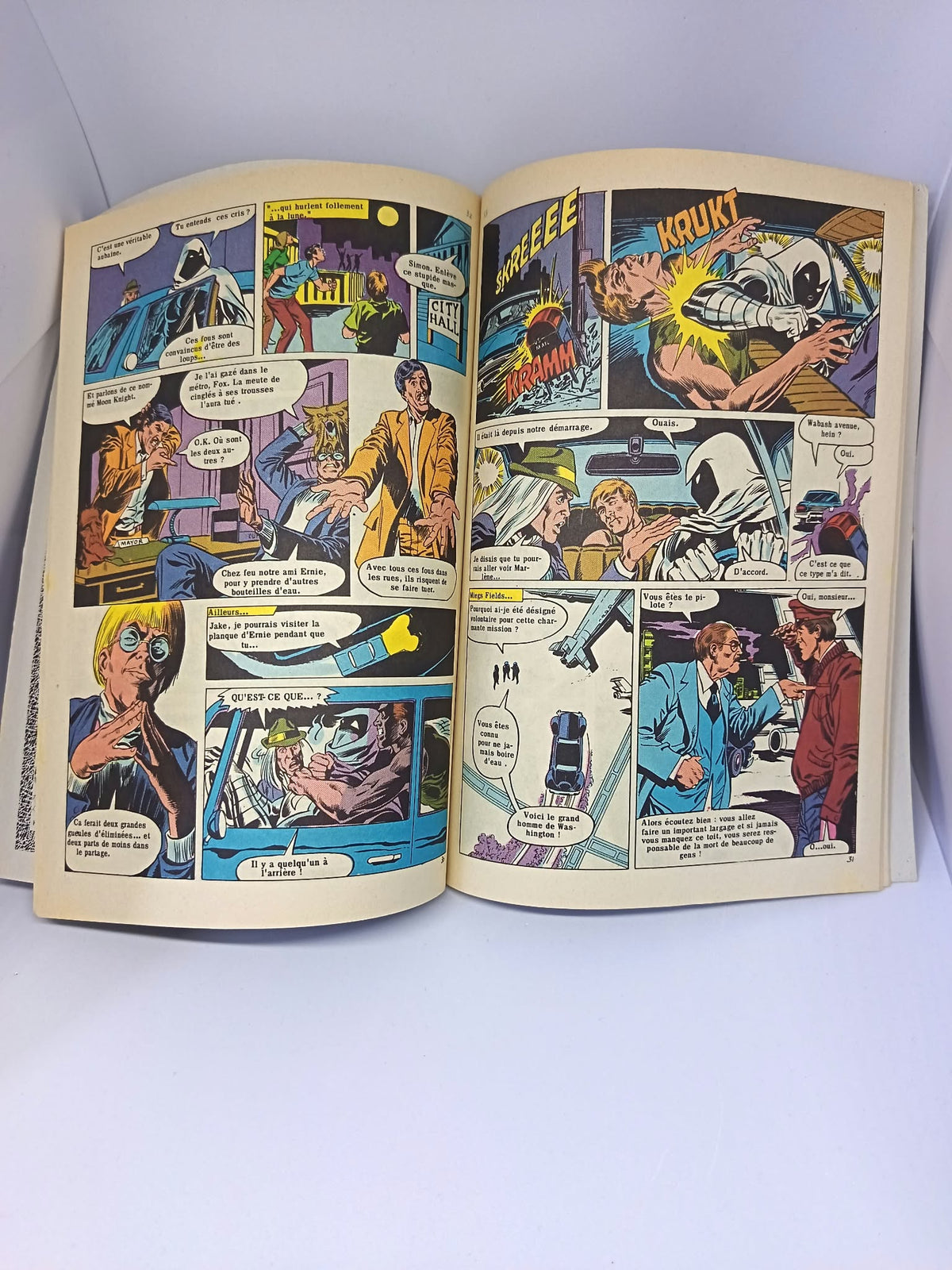 Pages intérieures du comics Moon Knight n°3 avec scènes de poursuite en voiture