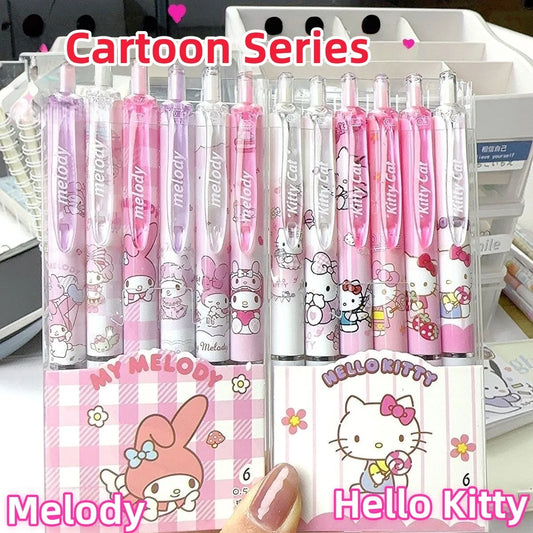 Lot de 6 stylos Hello Kitty à encre gel, design kawaii Sanrio