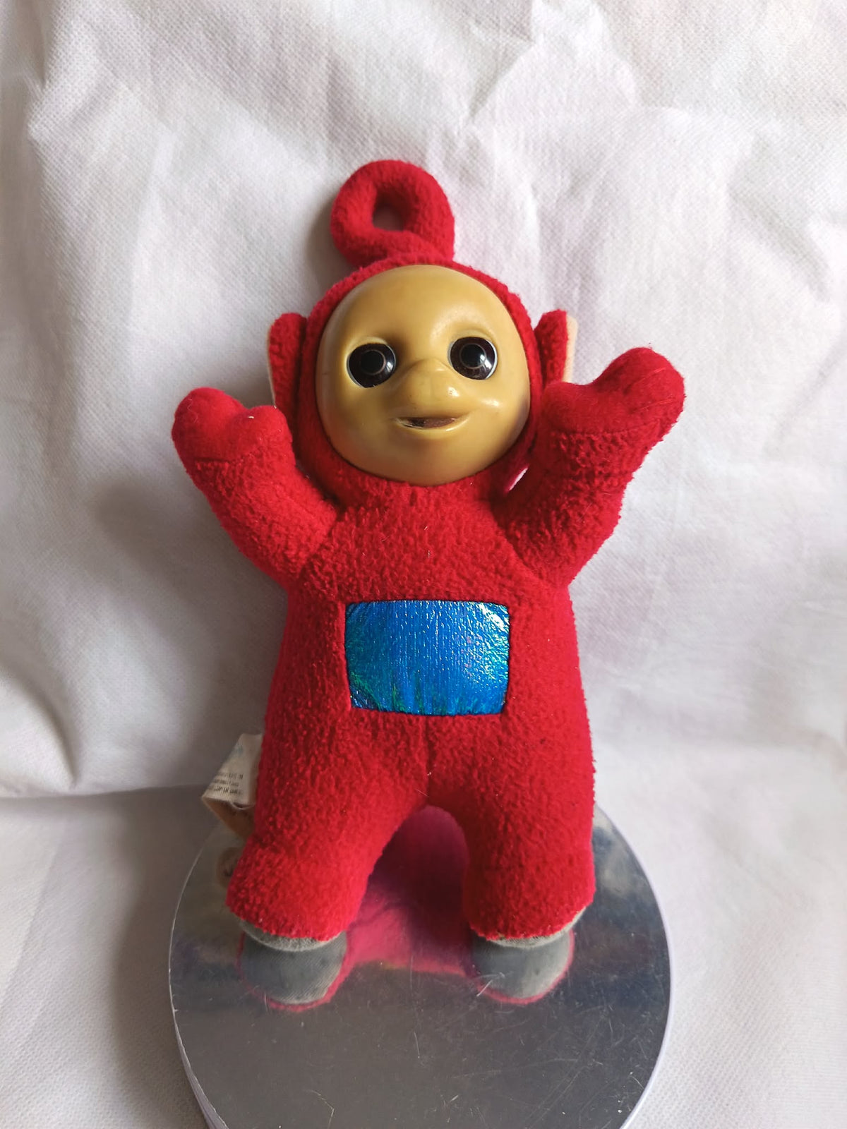 Peluche vintage Po des Teletubbies, personnage rouge à antenne en boucle