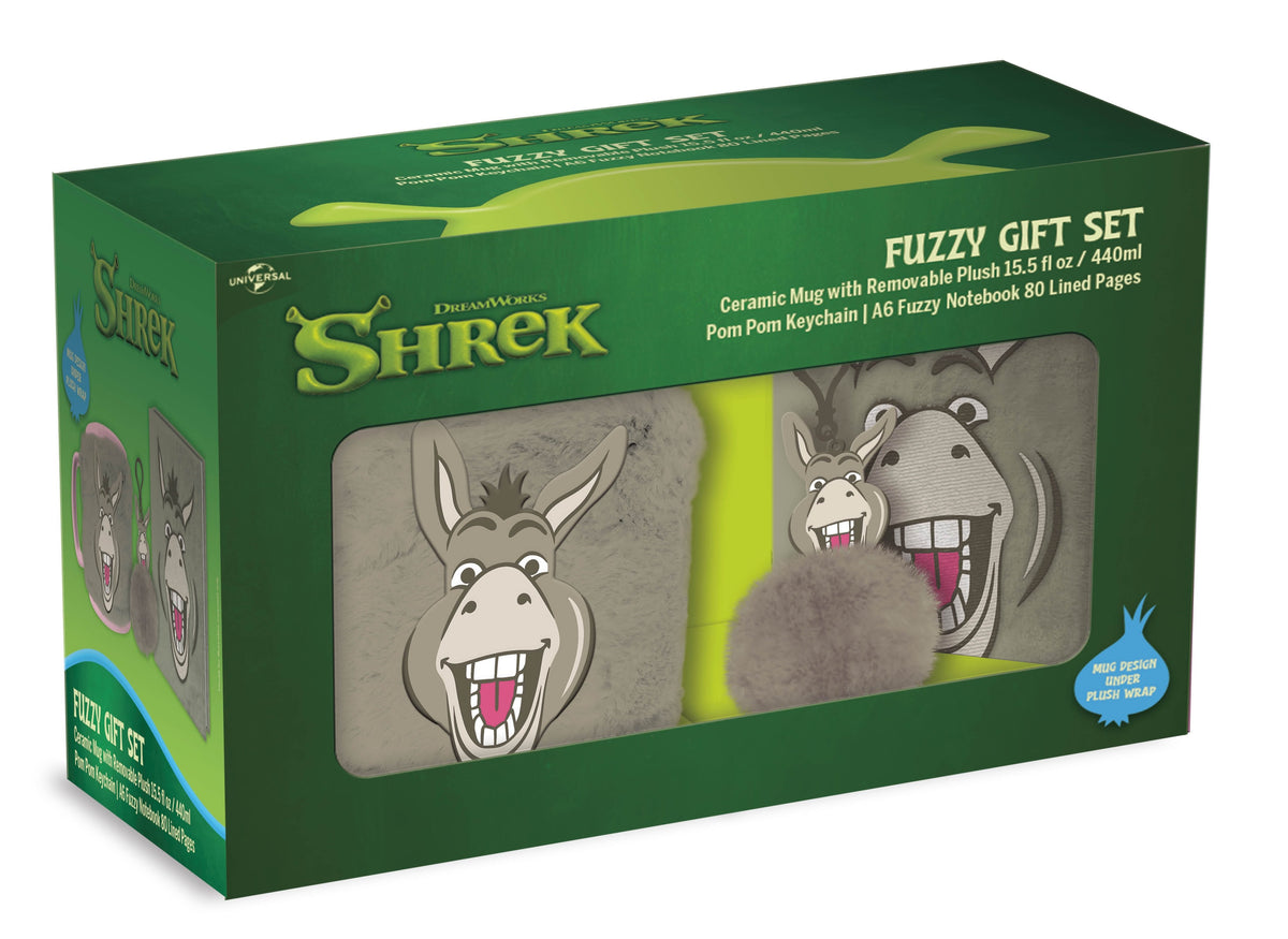 SHREK L'Ane Gift Set Fuzzy Notebook + Mug 440ml + Porte-clé