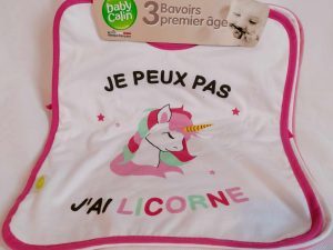 Set de 3 bavoirs Licorne