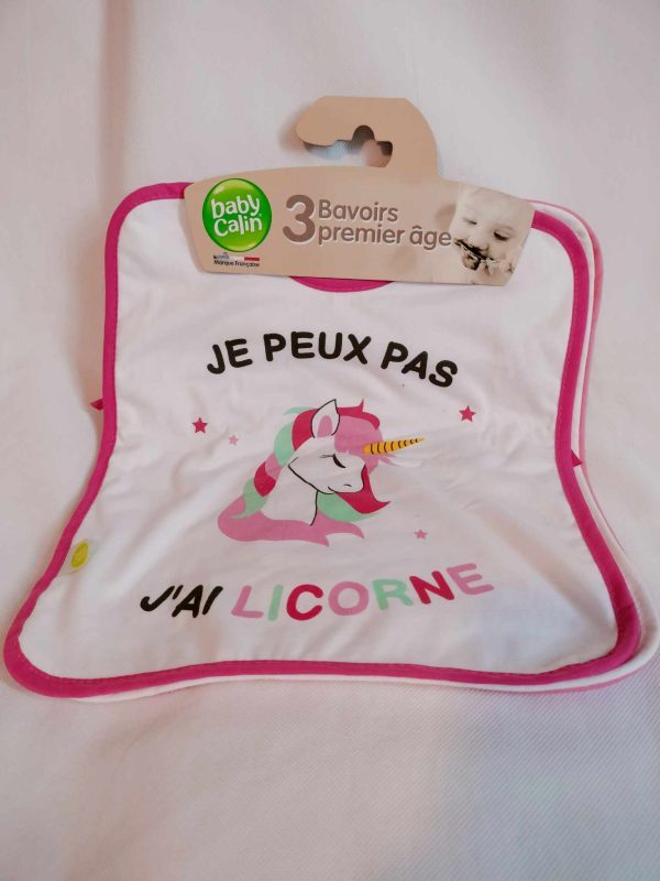 Set de 3 bavoirs Licorne