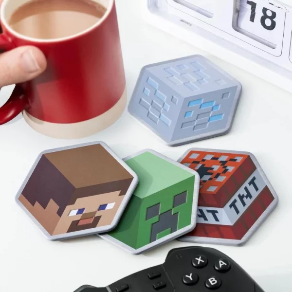 Minecraft Set de 4 Sous-Verre en Métal