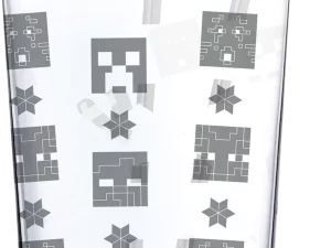 Minecraft Pack Verre XXL Premium 485ml + 2 Pailles en Métal